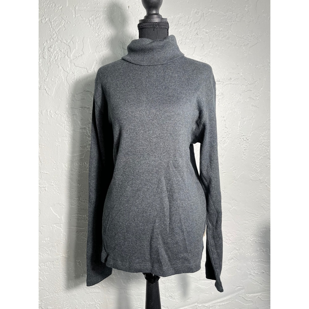 Polo Ralph Lauren Gray Cotton Turtleneck Sweater Large Made in Sri Lanka